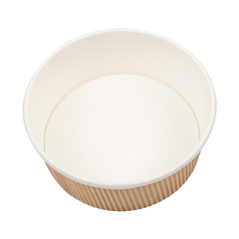 Image POTS DOUBLE PAROI, ONDULÉ 780 ML - 26 oz 280 + 250 + 18PE G/M2 Ø15/12,8x6 CM MARRON CARTON (250 UNITÉ) #3