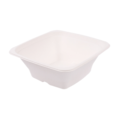 Image BOLS CARRÉS 'BIONIC' 950 ML 18x18x7 CM BLANC BAGASSE (400 UNITÉ) #1