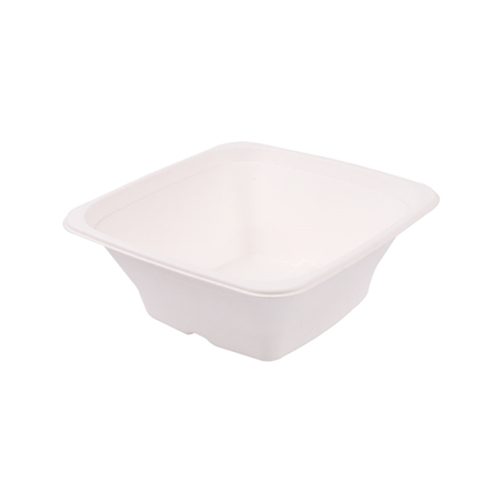 Image BOLS CARRÉS 'BIONIC' 950 ML 18x18x7 CM BLANC BAGASSE (400 UNITÉ) #1