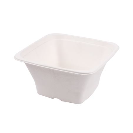 Image BOLS CARRÉS 'BIONIC' 1,2 L 18x18x9 CM BLANC BAGASSE (400 UNITÉ) #1
