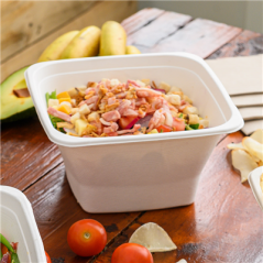 Image BOLS CARRÉS 'BIONIC' 1,2 L 18x18x9 CM BLANC BAGASSE (400 UNITÉ) #4