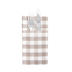 Image SERVIETTES KANGOUROU 'LIKE LINEN - VICHY' 70 G/M2 40x40 CM TAUPE SPUNLACE (700 UNITÉ) #1