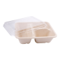 Image PLATEAUX 3 COMPART + COUVERCLE PET 'BIONIC' 950 ML 22x18x5,5+1,3 CM NATUREL BAGASSE (100 UNITÉ) #2