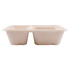 Image PLATEAUX 3 COMPART + COUVERCLE PET 'BIONIC' 950 ML 22x18x5,5+1,3 CM NATUREL BAGASSE (100 UNITÉ) #3