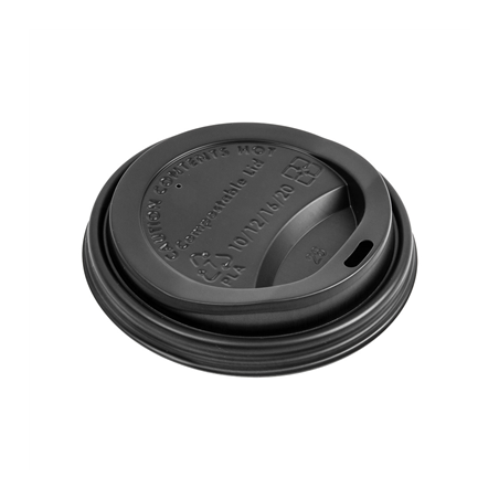 Image COUVERCLES POUR GOBELETS 360 ML 'BIODEGRADABLE'  NOIR CPLA (1000 UNITÉ) #1