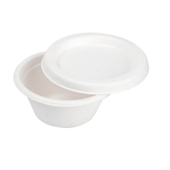 Image MINI POTS + COUVERCLES 'BIONIC' 60 ML Ø 6,9x3+0,7 CM BLANC BAGASSE (1000 UNITÉ) #3