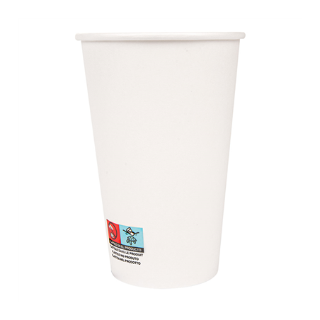 GOBELETS BOISSONS CHAUDES 1 PAROI 480 ML 300 + 18 PE G/M2 Ø9/6x13,2 CM BLANC CARTON (1000 UNITÉ)