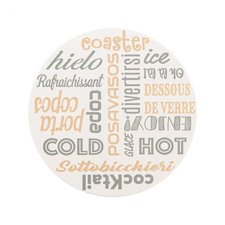 Image DESSOUS DE VERRE 'PAROLE' 210 G/M2 Ø 9 CM BLANC CARTON (6000 UNITÉ) #1