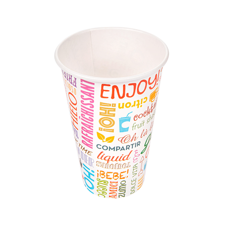 Image GOBELETS 'PAROLE' 12 OZ - 360 ML 265 + 18PE G/M2 Ø8/5x12 CM BLANC CARTON (2000 UNITÉ) #1