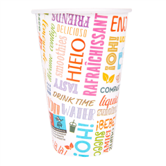 GOBELETS 'PAROLE' 12 OZ - 360 ML 265 + 18PE G/M2 Ø8/5x12 CM BLANC CARTON (2000 UNITÉ)