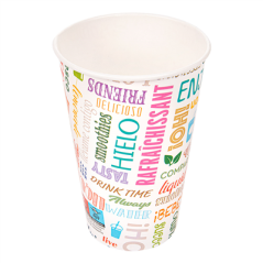 Image GOBELETS 'PAROLE' 16 OZ - 480 ML 280 + 18PE G/M2 Ø9/6x12,6 CM BLANC CARTON (1000 UNITÉ) #1