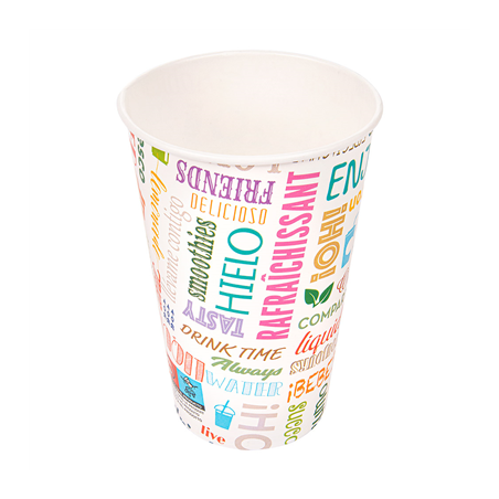 Image GOBELETS 'PAROLE' 16 OZ - 480 ML 280 + 18PE G/M2 Ø9/6x12,6 CM BLANC CARTON (1000 UNITÉ) #1