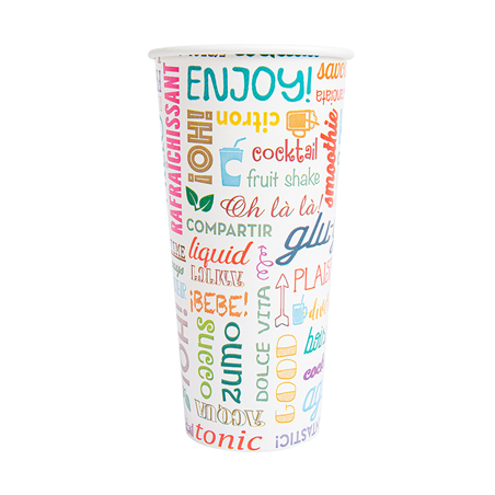 GOBELETS 'PAROLE' 22 OZ - 660 ML 280 + 18PE G/M2 Ø9/6x17 CM BLANC CARTON (1000 UNITÉ)