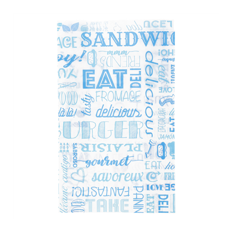 Image POCHETTES HAMBURGERS 'PAROLE' 32 G/M2 14+7x22 CM BLEU PARCH.INGRAISSABLE (500 UNITÉ) #1