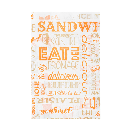 Image POCHETTES HAMBURGERS 'PAROLE' 32 G/M2 12+7x18 CM ORANGE PARCH.INGRAISSABLE (500 UNITÉ) #1