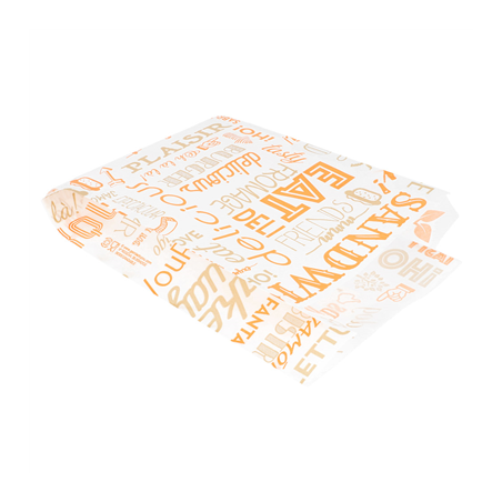 POCHETTES HAMBURGERS 'PAROLE' 32 G/M2 12+7x18 CM ORANGE PARCH.INGRAISSABLE (500 UNITÉ)
