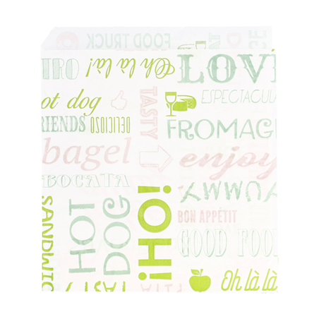 Image PAPIER INGRAISSABLES OUVERT 2 CÔTÉS FAST FOOD 'PAROLE' 35 G/M2 13x14 CM BLANC PARCH.INGRAISSABLE (1000 UNITÉ) #1