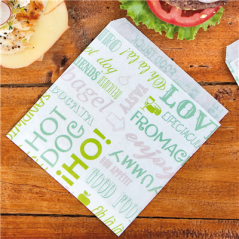 Image PAPIER INGRAISSABLES OUVERT 2 CÔTÉS FAST FOOD 'PAROLE' 35 G/M2 13x14 CM BLANC PARCH.INGRAISSABLE (1000 UNITÉ) #3