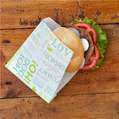 Image PAPIER INGRAISSABLES OUVERT 2 CÔTÉS FAST FOOD 'PAROLE' 35 G/M2 13x14 CM BLANC PARCH.INGRAISSABLE (1000 UNITÉ) #4