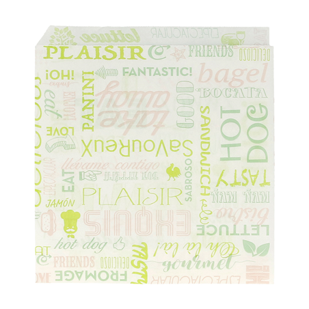 Image PAPIER INGRAISSABLES OUVERT 2 CÔTÉS FAST FOOD 'PAROLE' 35 G/M2 16x16,5 CM BLANC PARCH.INGRAISSABLE (500 UNITÉ) #1