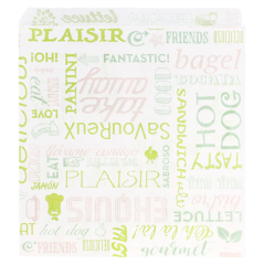 Image PAPIER INGRAISSABLES OUVERT 2 CÔTÉS FAST FOOD 'PAROLE' 35 G/M2 17x18 CM BLANC PARCH.INGRAISSABLE (500 UNITÉ) #1