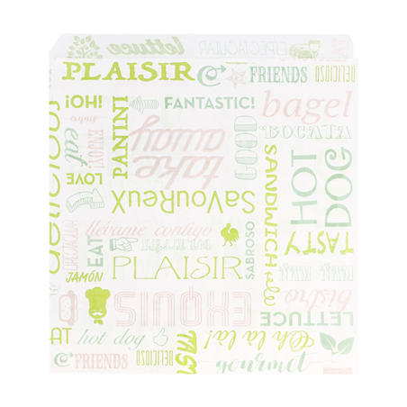 Image PAPIER INGRAISSABLES OUVERT 2 CÔTÉS FAST FOOD 'PAROLE' 35 G/M2 17x18 CM BLANC PARCH.INGRAISSABLE (500 UNITÉ) #1
