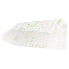 PAPIER INGRAISSABLES OUVERT 2 CÔTÉS FAST FOOD 'PAROLE' 35 G/M2 17x18 CM BLANC PARCH.INGRAISSABLE (500 UNITÉ)