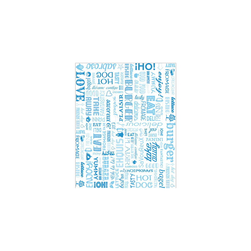 PAPIER INGRAISSABLES FAST FOOD 'PAROLE' 35 G/M2 28x34 CM BLEU PARCH.INGRAISSABLE (1000 UNITÉ)