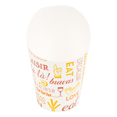 Image GOBELETS À FRITES OUVERT 'PAROLE' 9 OZ - 270 ML 220 + 18PE G/M2 Ø7x10,5 CM BLANC CARTON (100 UNITÉ) #1