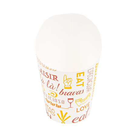 Image GOBELETS À FRITES OUVERT 'PAROLE' 9 OZ - 270 ML 220 + 18PE G/M2 Ø7x10,5 CM BLANC CARTON (100 UNITÉ) #1