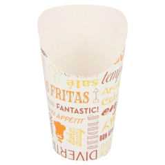 Image GOBELETS À FRITES OUVERT 'PAROLE' 16 OZ - 480 ML 220 + 18PE G/M2 Ø8,5x13,5 CM BLANC CARTON (50 UNITÉ) #1