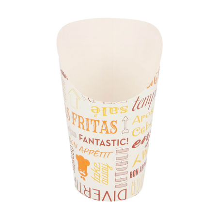 Image GOBELETS À FRITES OUVERT 'PAROLE' 16 OZ - 480 ML 220 + 18PE G/M2 Ø8,5x13,5 CM BLANC CARTON (50 UNITÉ) #1