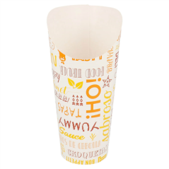 Image GOBELETS À FRITES OUVERT 'PAROLE' 22 OZ - 660 ML 220 + 18PE G/M2 Ø8,5x18 CM BLANC CARTON (50 UNITÉ) #1