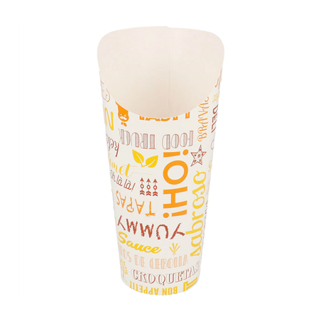 Image GOBELETS À FRITES OUVERT 'PAROLE' 22 OZ - 660 ML 220 + 18PE G/M2 Ø8,5x18 CM BLANC CARTON (50 UNITÉ) #1