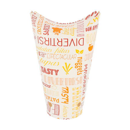 Image GOBELETS À FRITES AVEC FERMETURE 'PAROLE' 22 OZ - 660 ML 220 + 18PE G/M2 8,5x18 CM BLANC CARTON (50 UNITÉ) #1