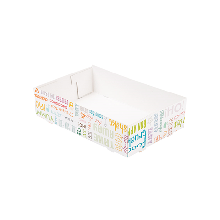Image PLATEAUX REPAS À EMPORTER SANS COMPARTIMENT 'PAROLE' 450 G/M2 25,5x16x6,5 CM BLANC CARTON (300 UNITÉ) #1
