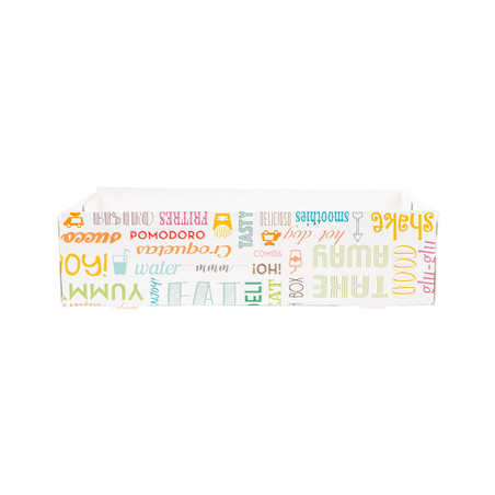 PLATEAUX REPAS À EMPORTER SANS COMPARTIMENT 'PAROLE' 450 G/M2 25,5x16x6,5 CM BLANC CARTON (300 UNITÉ)