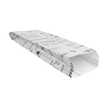 SACHETS POUR BAGUETTE 'PAROLE' 35+20 G/M2 9+4x30 CM ARGENTE PARCHEMIN + ALUMINIUM (500 UNITÉ)