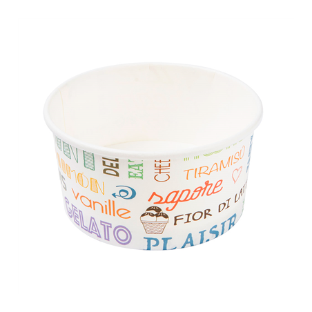 Image POTS À GLACES 'PAROLE' 180 ML 250 + 18 PE G/M2 Ø 8,7x5,2 CM BLANC CARTON (2000 UNITÉ) #1