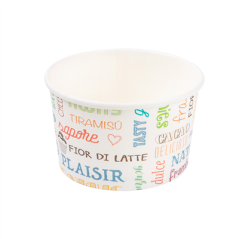 Image POTS À GLACES 'PAROLE' 240 ML 250 + 18 PE G/M2 Ø9,4x5,5 CM BLANC CARTON (2000 UNITÉ) #1