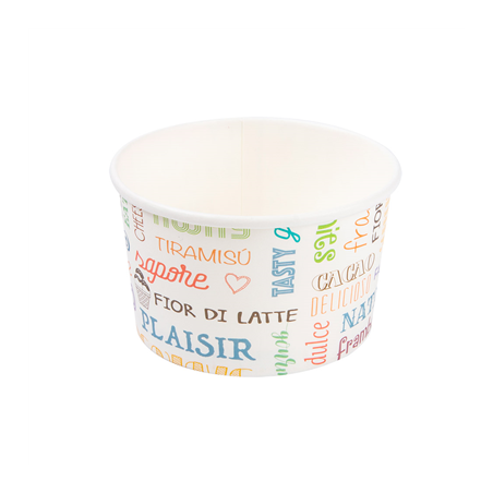 Image POTS À GLACES 'PAROLE' 240 ML 250 + 18 PE G/M2 Ø9,4x5,5 CM BLANC CARTON (2000 UNITÉ) #1