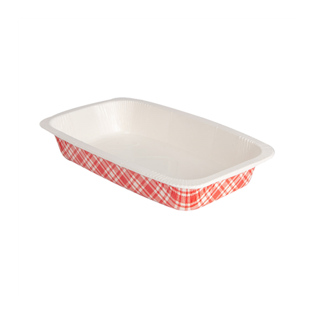 Image BARQUETTES THERMO FIXANTES GN1/4 'VICHY' 1210 ML 430 G/M2 + 25G/M2 PET 26,3x16x4,5 CM BLANC CARTON (400 UNITÉ) #1