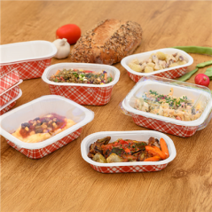 Image BARQUETTES THERMO FIXANTES 'VICHY' 325 ML 390 G/M2 + 25G/M2 PET 16x10x3,5 CM BLANC CARTON (1000 UNITÉ) #4