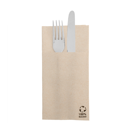 Image SERVIETTES KANGOUROU 'ECOLABEL - DOUBLE POINT' 19 G/M2 39x40 CM NATUREL OUATE RECYCLÉE (1400 UNITÉ) #1