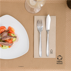 Image SERVIETTES ECOLABEL P. 1/8 'DOUBLE POINT' 19 G/M2 40x40 CM NATUREL OUATE RECYCLÉE (1200 UNITÉ) #3