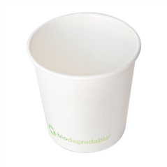 GOBELETS BOISSONS CHAUDES 1 PAROI 'BIODEGRADABLE' 120 ML 170 + 30 PLA G/M2 Ø6,2/4,5x6 CM BLANC CARTON+PLA (1000 UNITÉ)