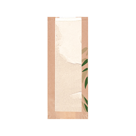 Image SACHETS PAIN ROND AVEC FENÊTRE ECO 'FEEL GREEN' 32 G/M2 14+4x35 CM NATUREL KRAFT (500 UNITÉ) #1