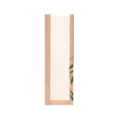 Image SACHETS PAIN ROND AVEC FENÊTRE ECO 'FEEL GREEN' 32 G/M2 14+4x48 CM NATUREL KRAFT (250 UNITÉ) #1