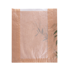 Image SACHETS PAIN ROND AVEC FENÊTRE ECO 'FEEL GREEN' 32 G/M2 26+4x30 CM NATUREL KRAFT (250 UNITÉ) #1