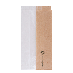 Image SACHETS POUR SANDWICHES AVEC FENÊTRE ECO 'CORNER WINDOW' 38 G/M2 9+5,5x18 CM NATUREL PARCH.INGRAISSABLE (250 UNITÉ) #1